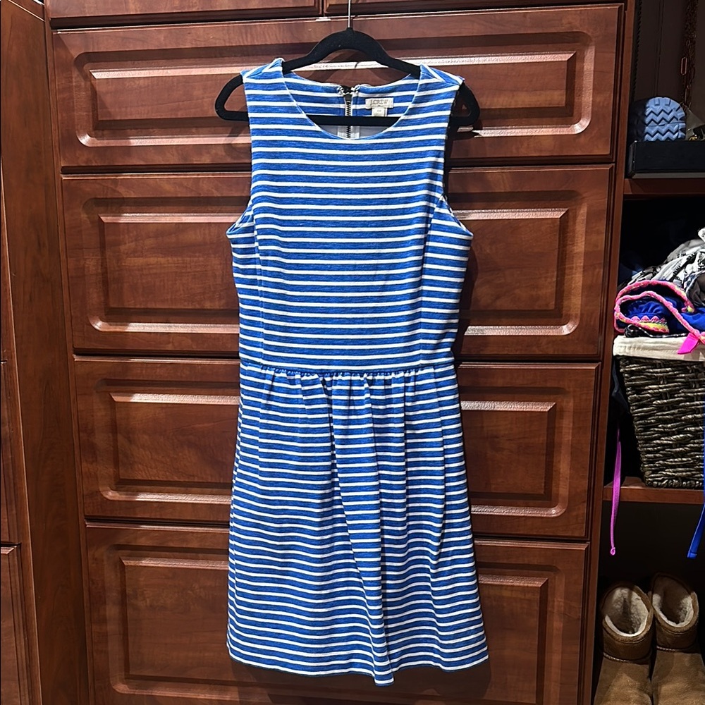 J. Crew Blue and White Striped Dress